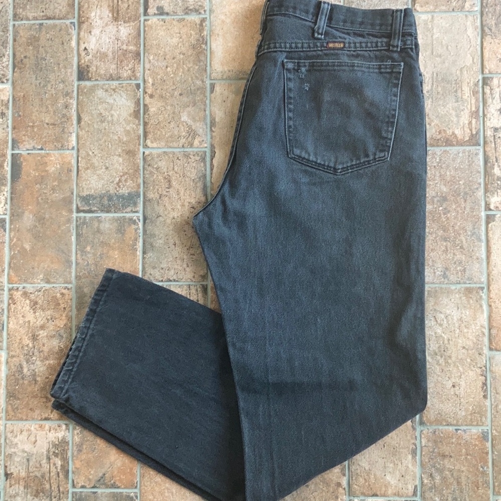 Rustler men’s black wash straight leg jeans
